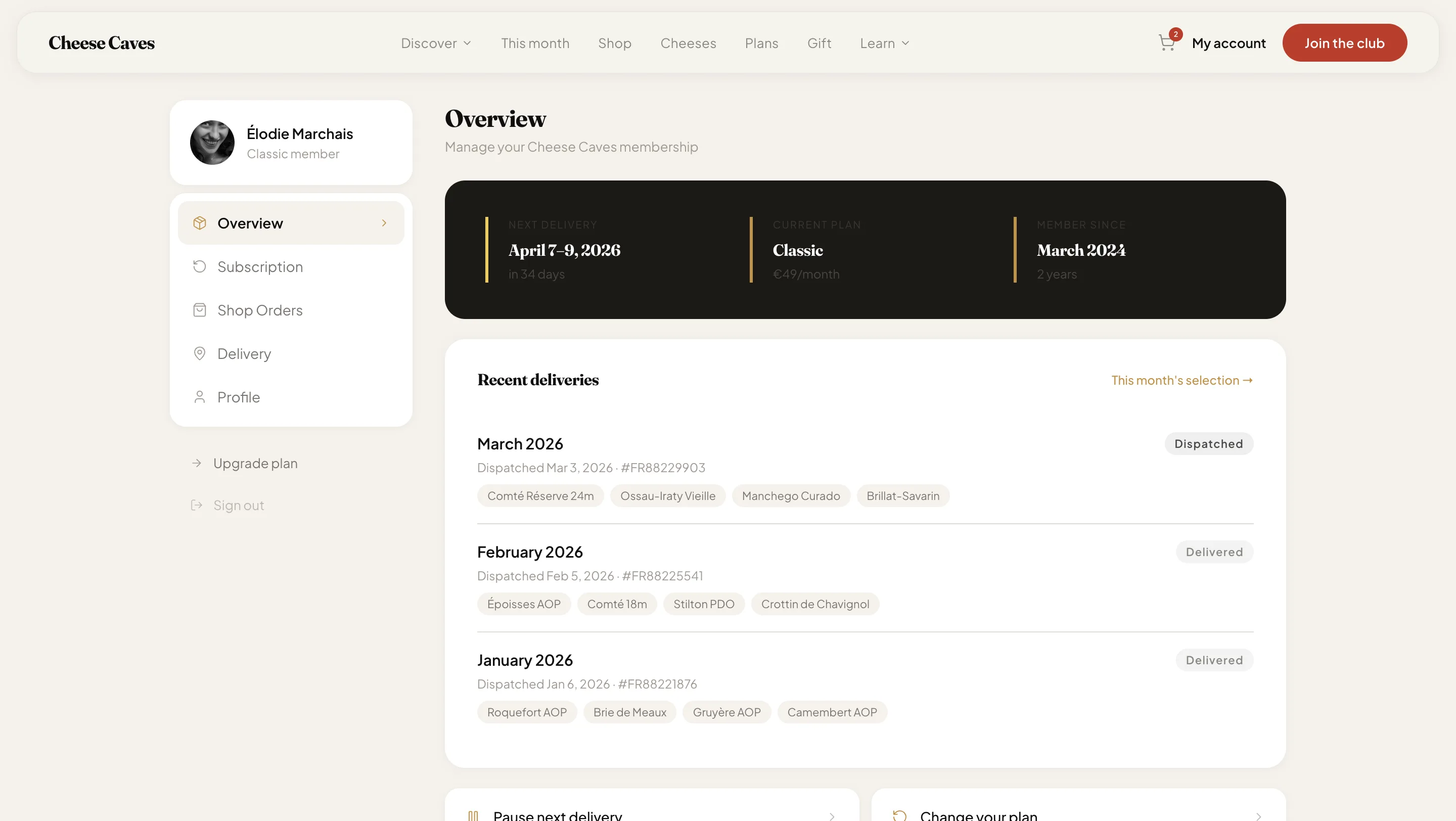 Cheese Caves plan selection and conversion section