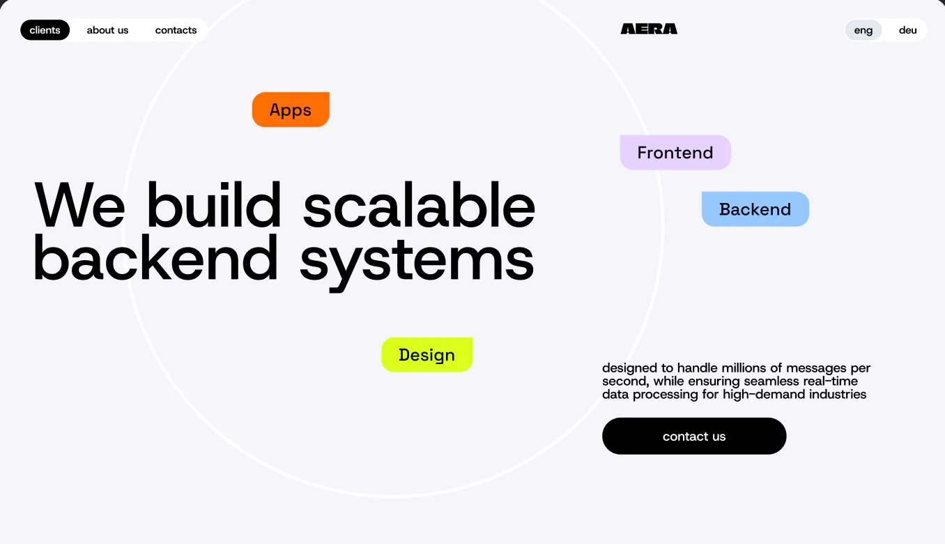 AERA product studio website homepage