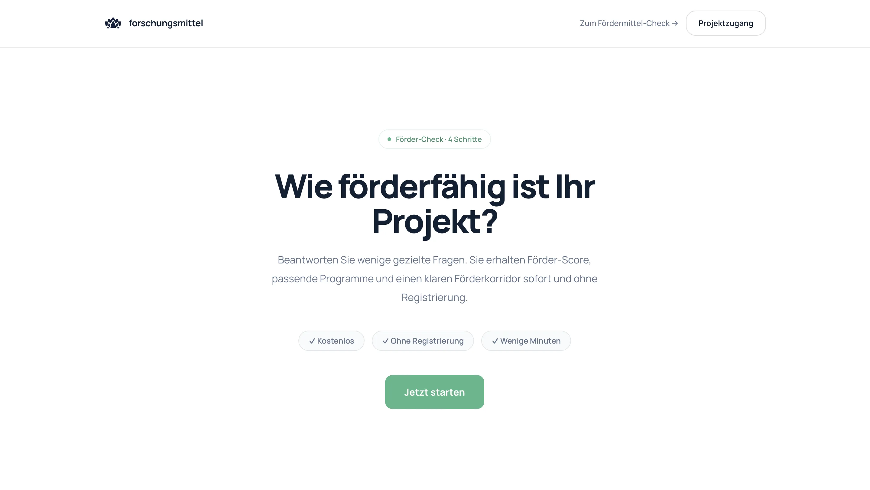 Client dashboard and project layer inside the Forschungsmittel platform