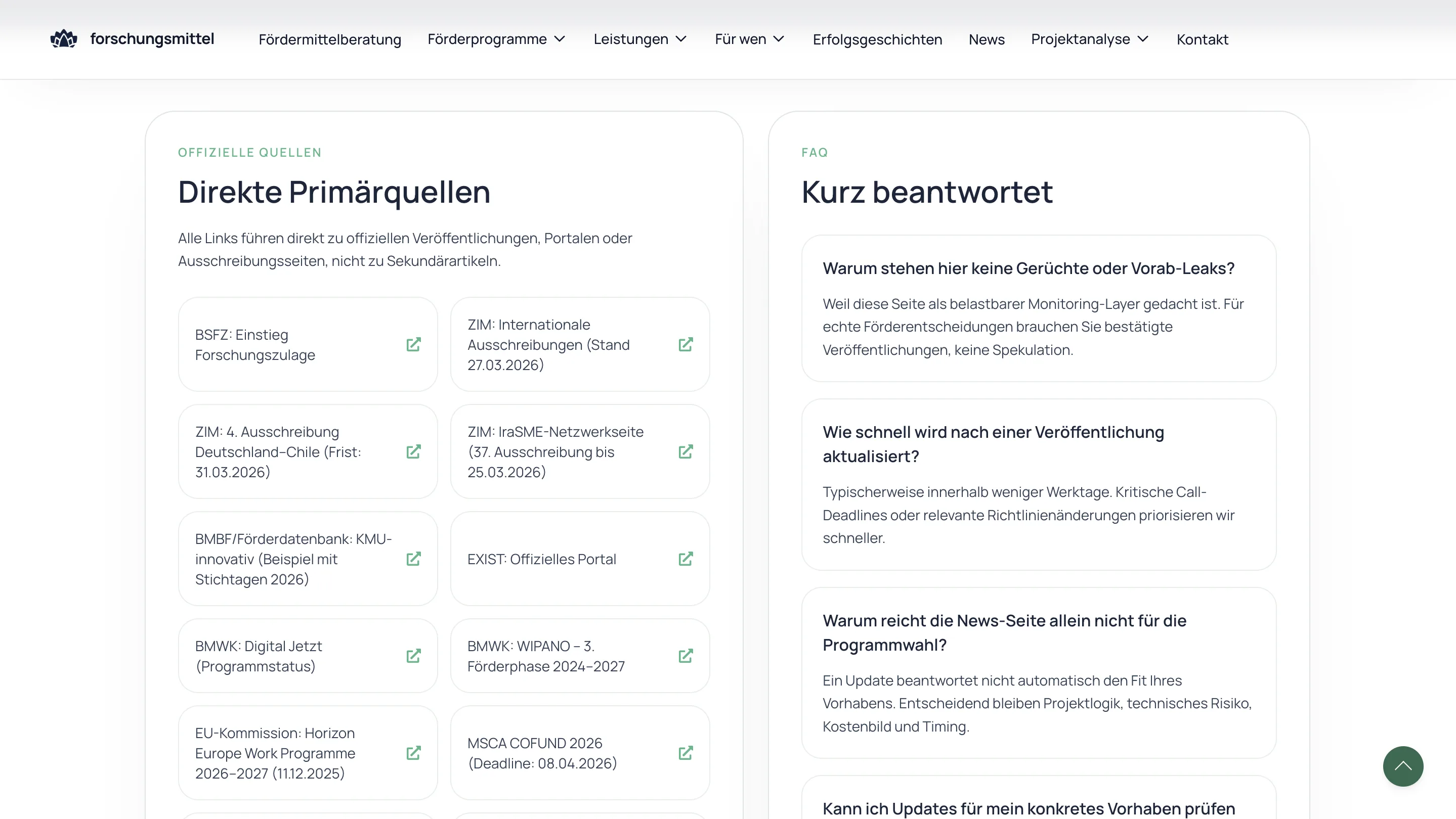 Forschungsmittel website layer screen 12