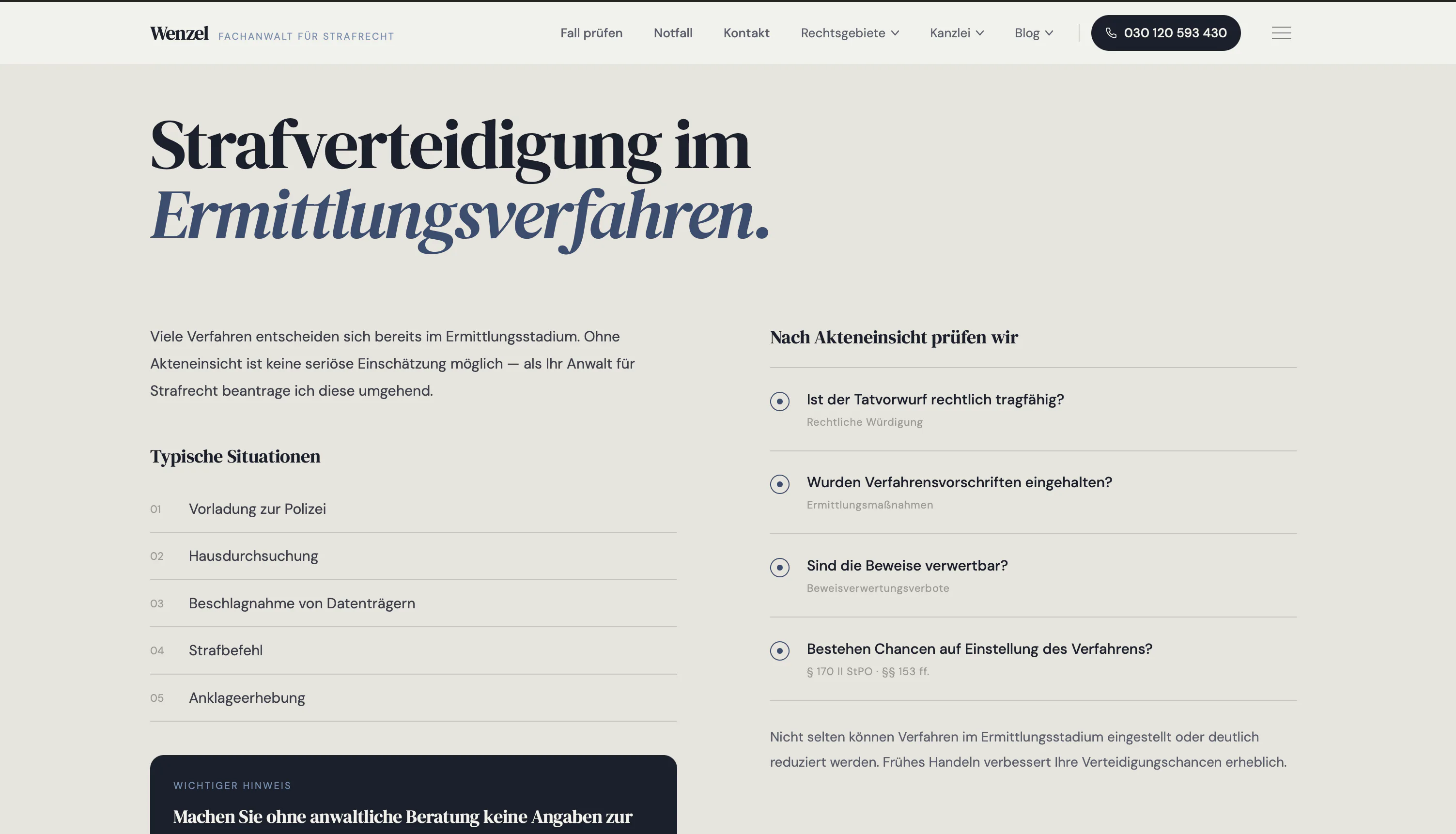 Wenzel criminal investigation procedure information page