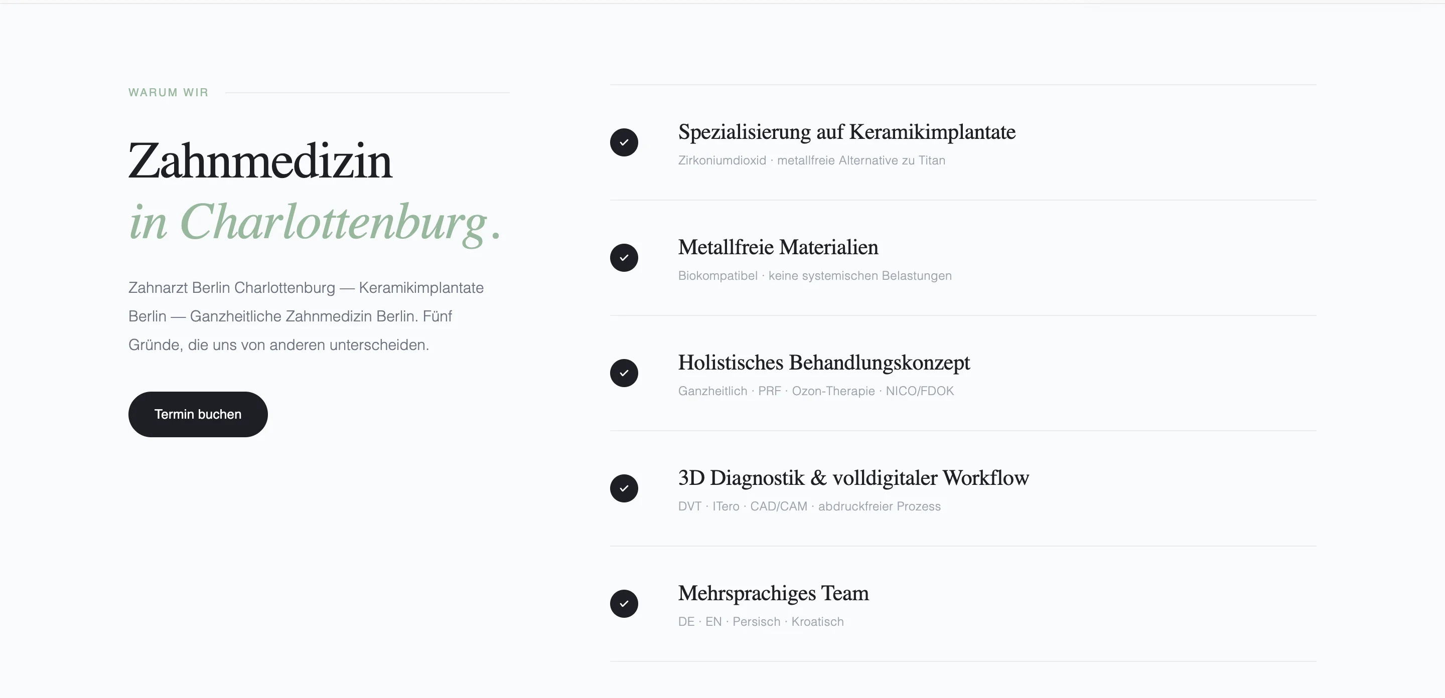 Illustrative landing-page study with editorial content layout (concept)
