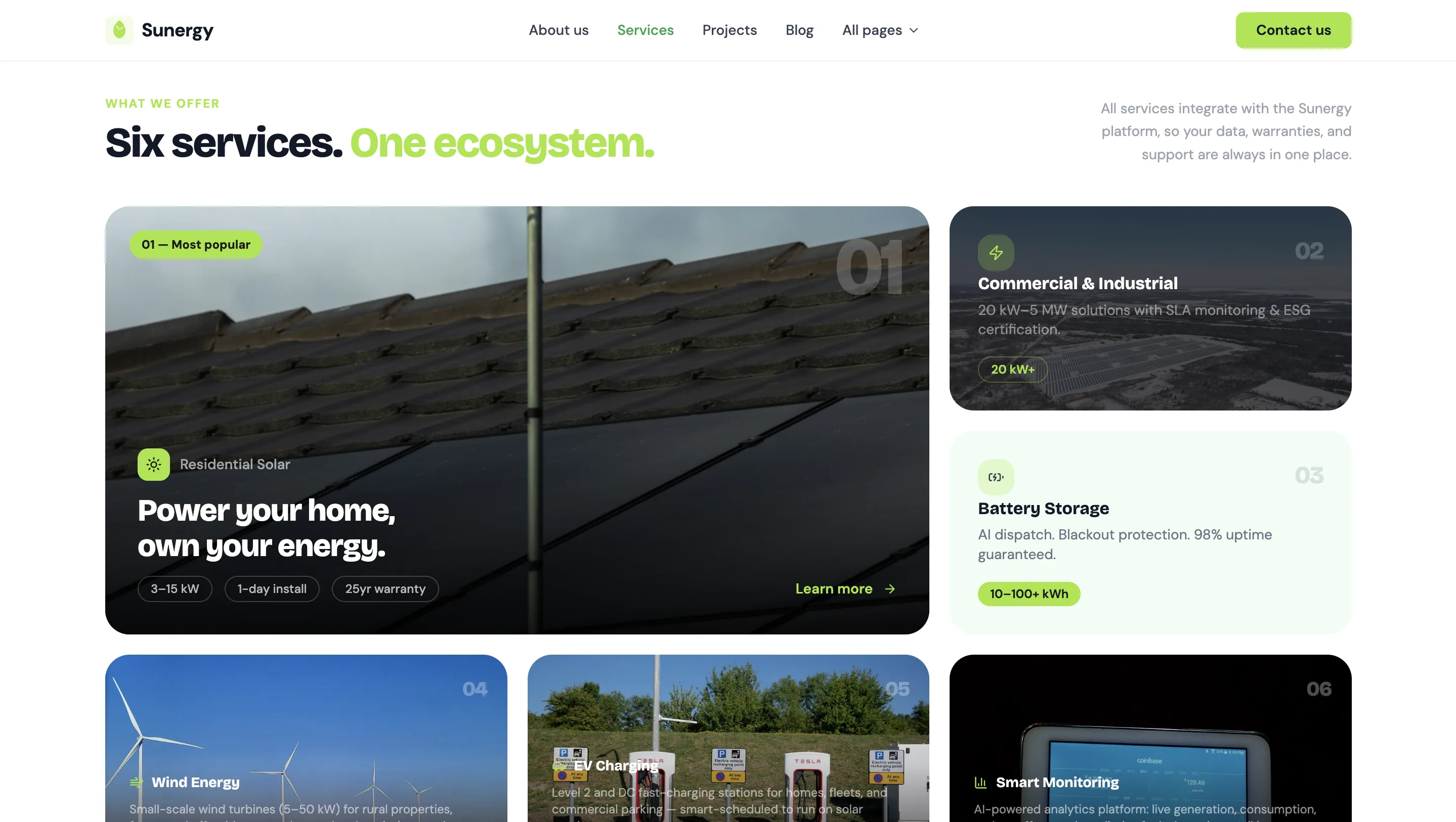 Renewable energy split call to action block