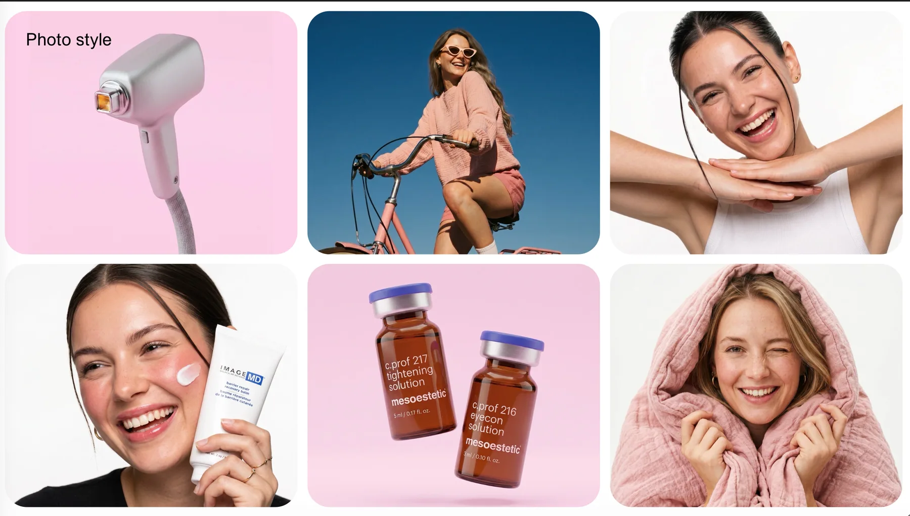 WunderDerm photography direction for products, treatments and people