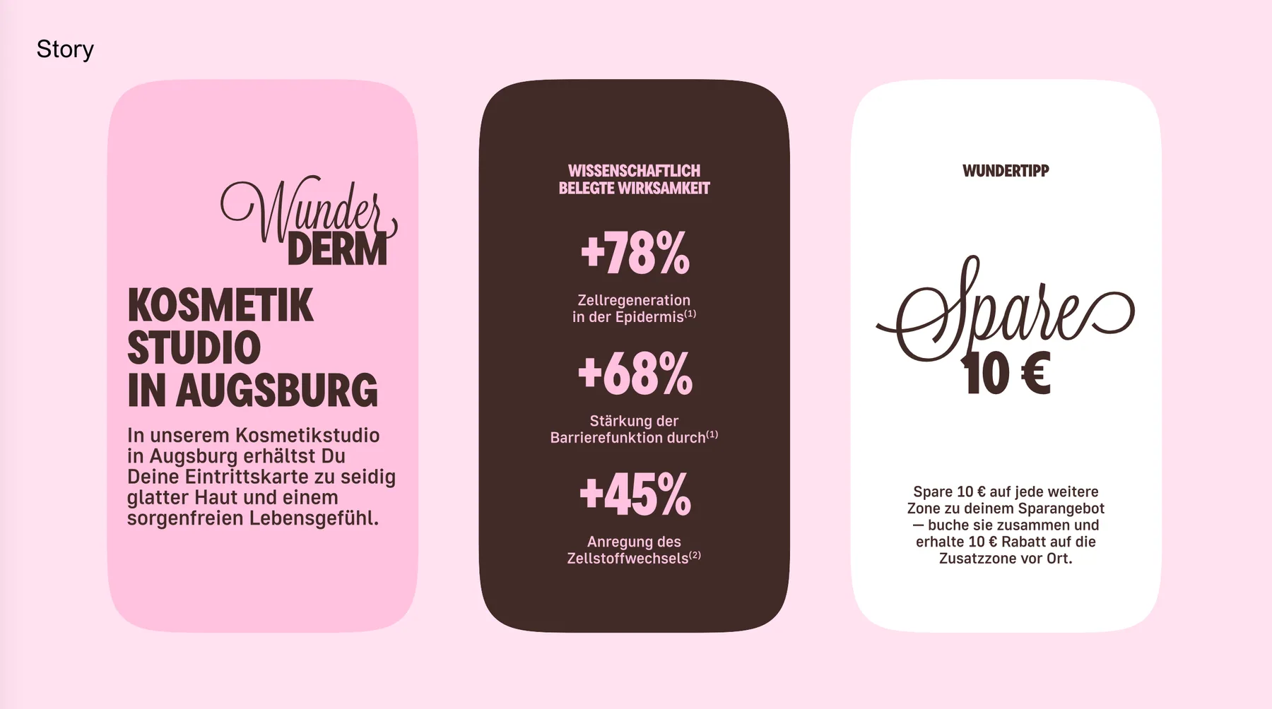 WunderDerm story templates and branded content cards